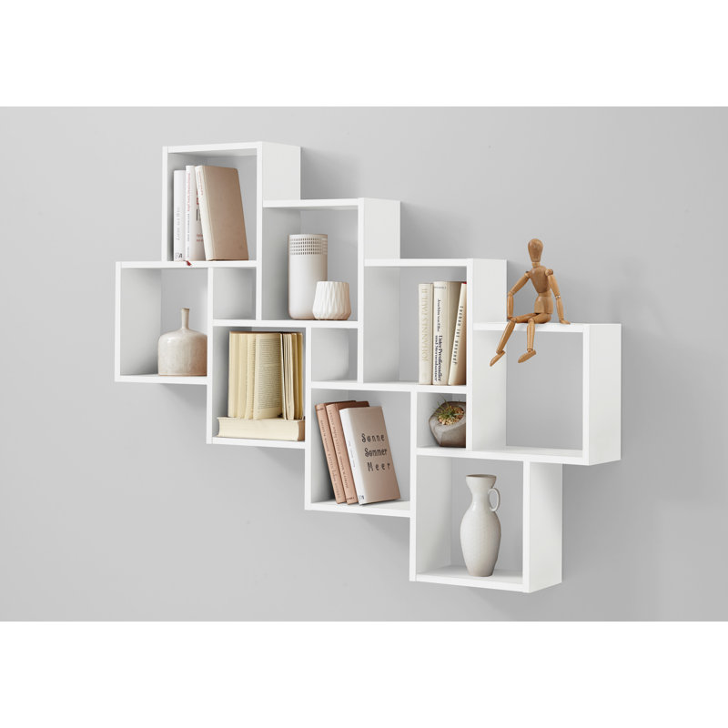 11 Piece Asymmetrical Cube Shelf, White