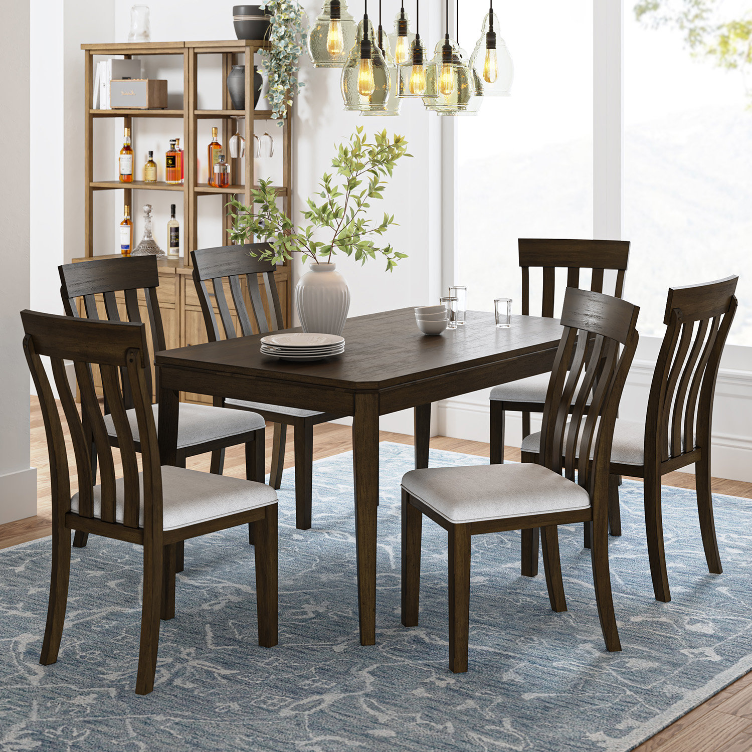 Sonia 7 - Piece Rubberwood Dining Set