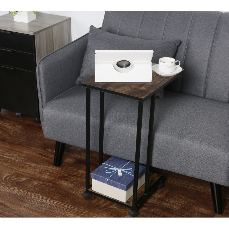 Edgecliff C-Shaped Tray Table – Sturdy Couch Desk for Laptop, Food & Reading, Rustic Brown/Black
