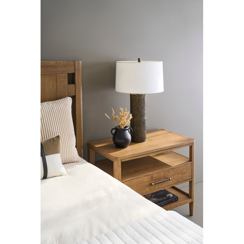 Maxwell 1 - Drawer Solid Wood Nightstand, Sunlit Oak