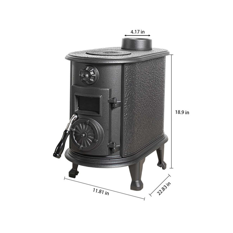 Small cast iron real fire heating fireplace