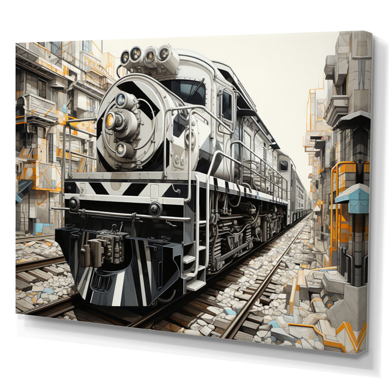 «Gray Train», impression géométrique sur toile, H 24 po x l 32 po x P 1 po, Toile tendue
