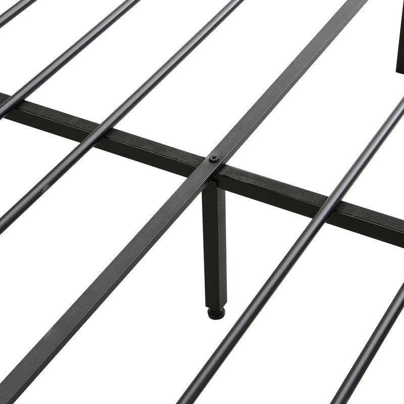Structure de lit plateforme en métal avec tête de lit avec fonction de rangement rembourrée et doublure USB et pied de lit avec tiroirs, aucun sommier nécessaire, grand rangement sous le lit, assemblage facile