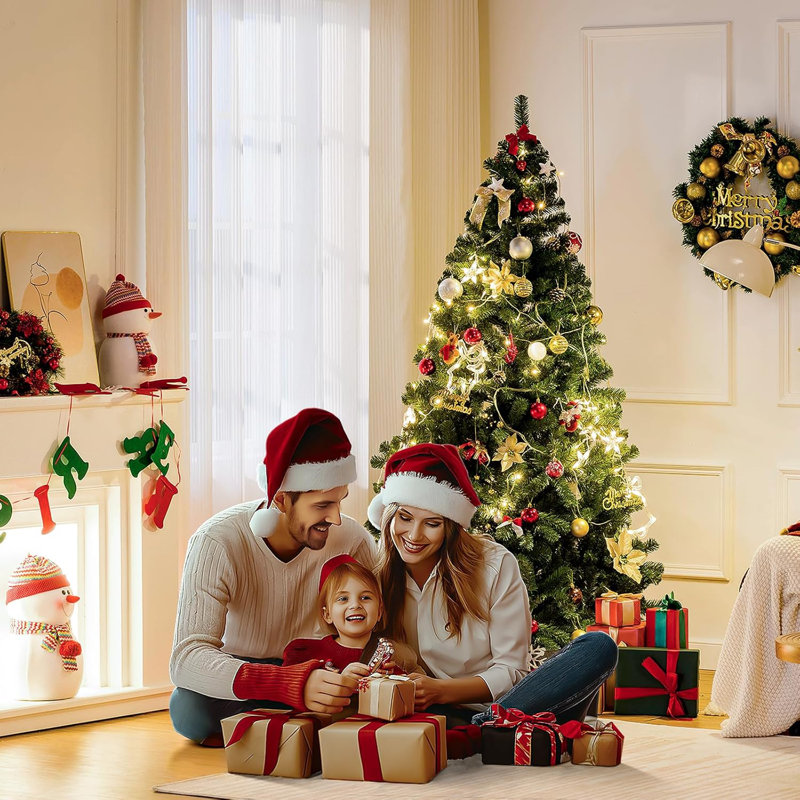 6.5Ft Christmas Tree, Premium Christmas Pine Tree With 1,000 Branch Tips, Artificial Christmas Tree With Metal Hinges, Holiday Tree With Foldable Base, Easy Assembly For Home, Office