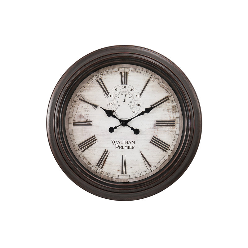 Clocks, 20" Round, Wall Clock, Brown, Transitional