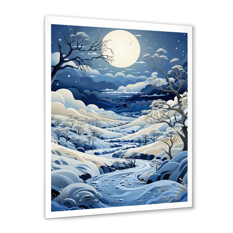 Snow Winters Moon Solitude I - impression, Cadre photo blanc, H 40 po x l 30 po x P 1,5 po