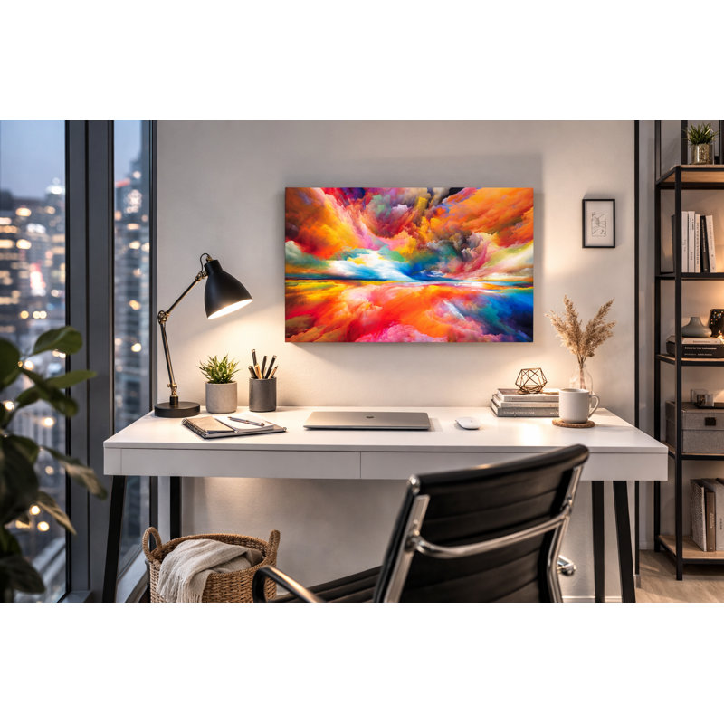 Abstrait surréel, création de lever de soleil sur toile tendue, H 24 po x l 36 po x P 1,5 po
