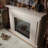 Beige Solid Wood Electric Fireplace