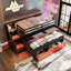Lit mezzanine simple TG avec bureau coulissant, lit gigogne simple, marches de rangement et tiroirs, lit poste de travail - noir et rouge-130135651-130135650