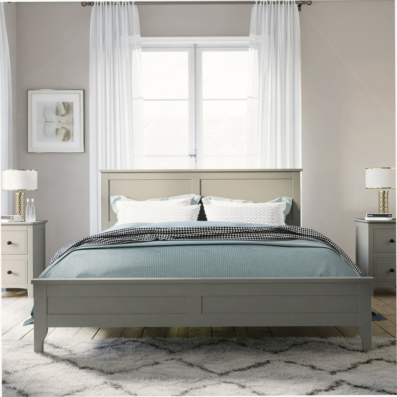 Wood Platform Bed, Gris, Très grand