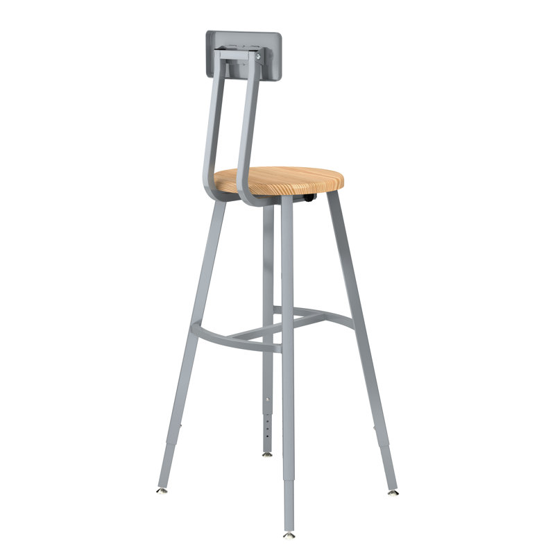 Fixed Height Industrial/Shop Stool with Backrest, 38" H