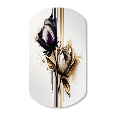 Devon - Asymmetrical Floral Metal Art, Cylinder Metal Wall Sculpture Print