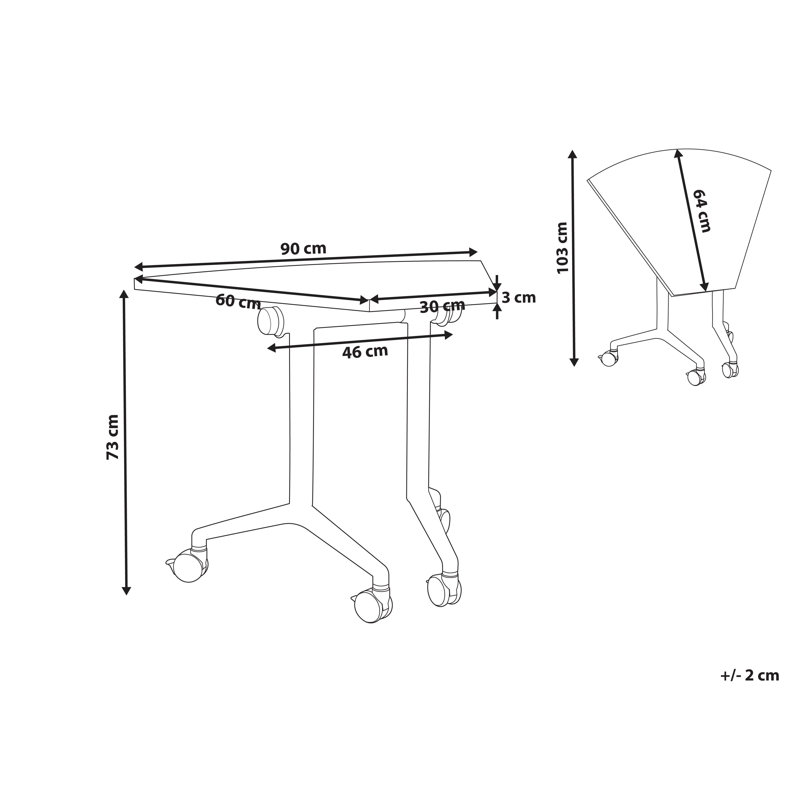 Foldable Office Desk Abbondio Dark Brown 90 cm 60 cm, White