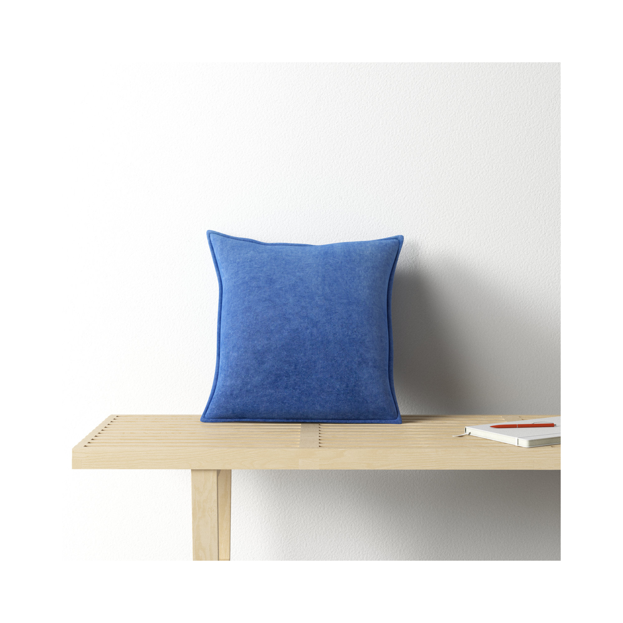 Edgar 100% Cotton Throw Pillow, Dark Blue, 20"H x 20"W, Down