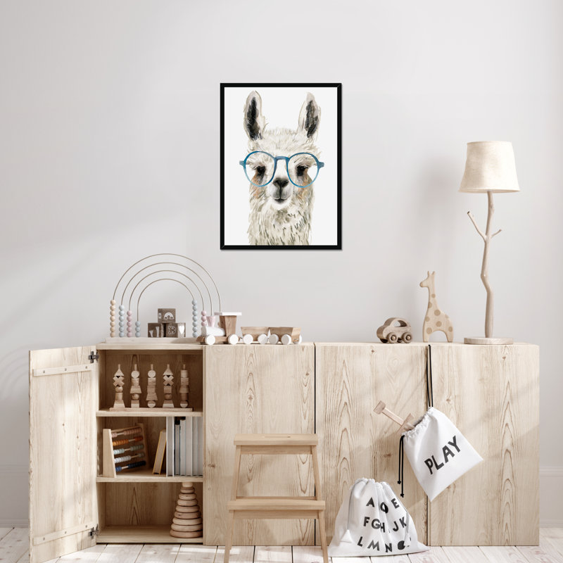 Hip Llama II by Victoria Borges - Painting, Black Framed Paper Print, 50cm H x 34cm W