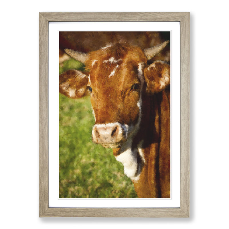 Portrait of a Cow Vol.2 - Framed Print, 65cm H x 48cm W x 2cm D, Oak Framed