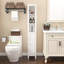 Armoire de rangement autoportante 66,92 "avec tablettes réglables - 1 porte mince pour la maison, la salle de bain, la cuisine et le salon - blanc