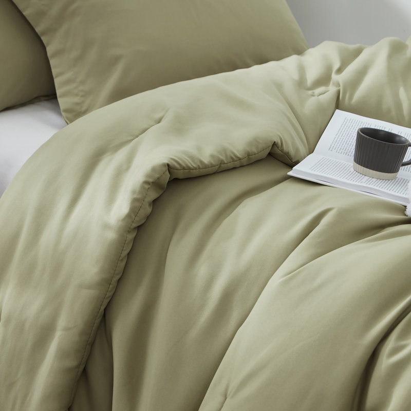 Double Brushed Microfiber Solid Twin XL Comforter Set, Elm