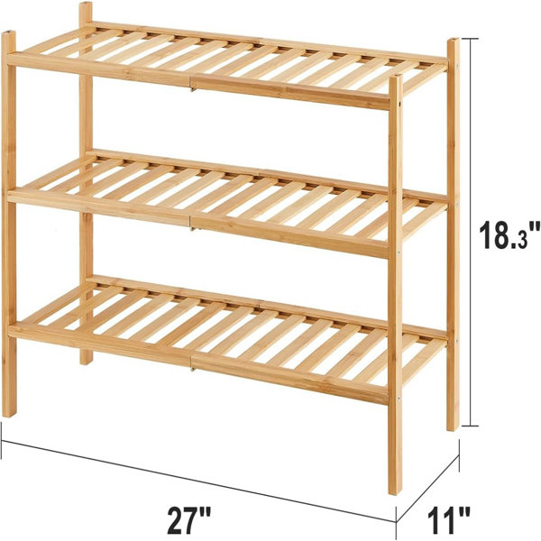 George Oliver 3-Tier Free Standing Shoe Racks, Bamboo Wood Shoe Rack ...