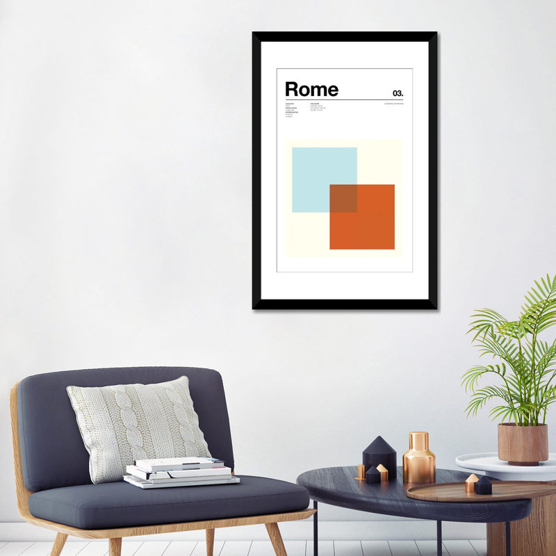 « rome », impression sur toile, H 32 po x l 24 po x P 1 po, Papier d'art encadré noir, Blanc