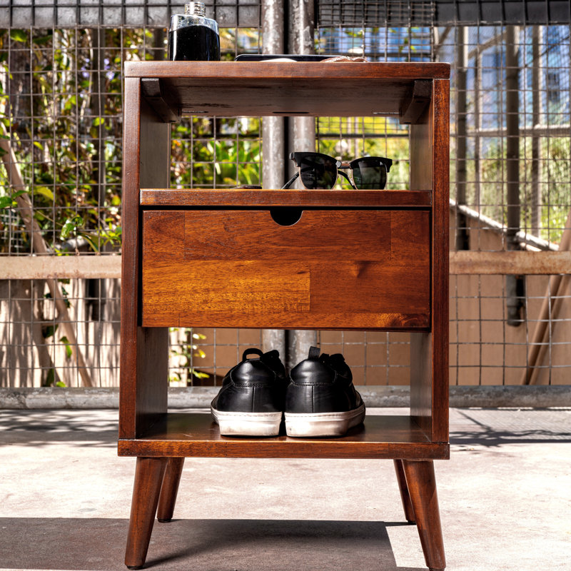 Denton 43.6cm W Solid Wood Bedside Table