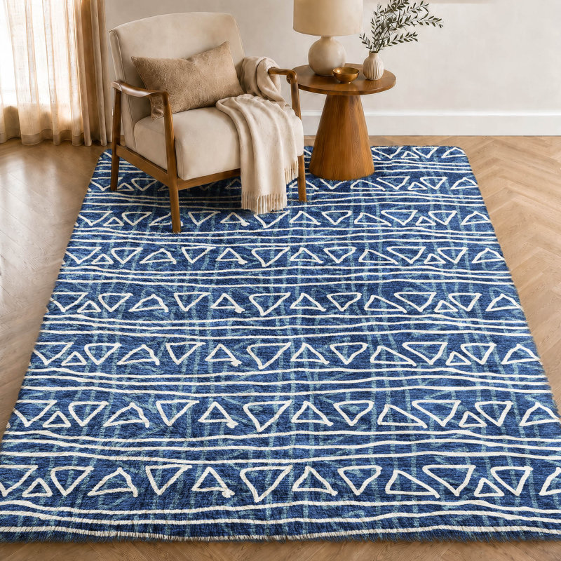 Tapis bohème Dream Shag ADS730 lavable à la machine de qualité supérieure, Navy, 10' x 14'