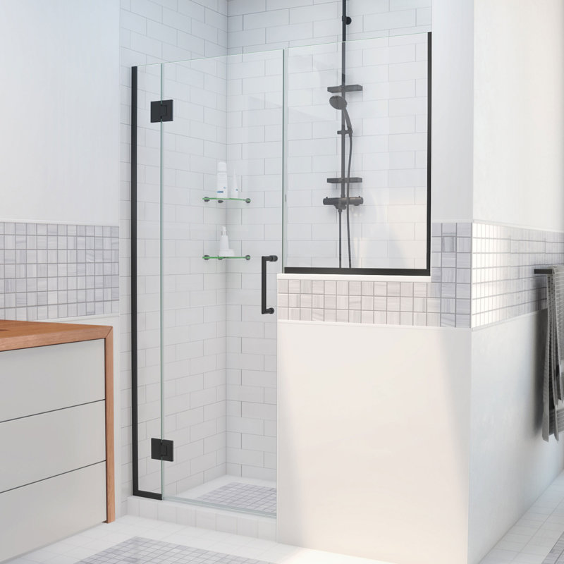 DreamLine Unidoor-X 68 - 68.5 inch W x 72 inch H Frameless Hinged Shower Door in Matte Black, Matte Black, 68.5"