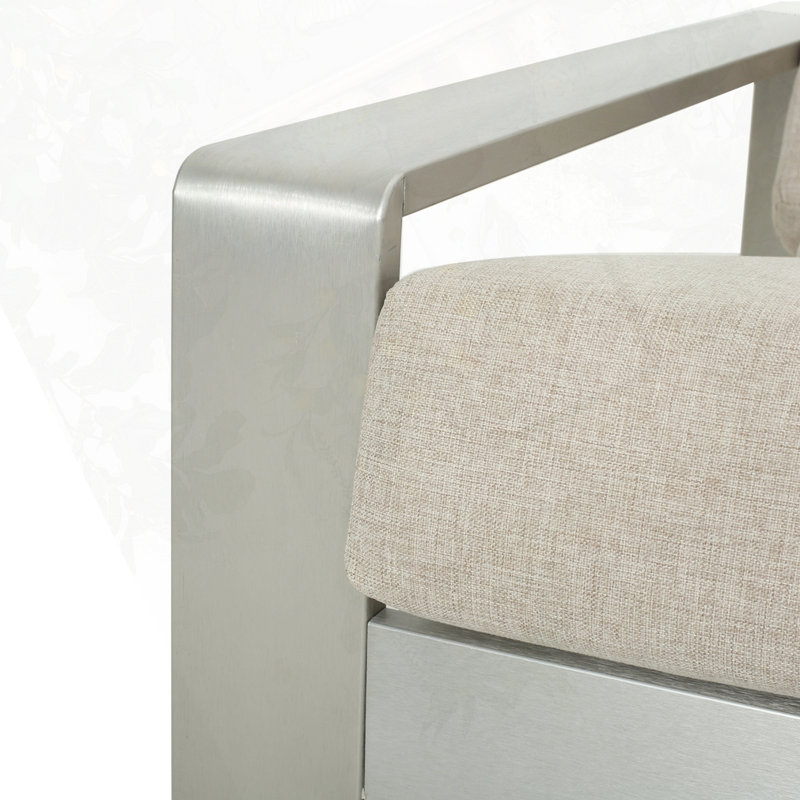 Méridienne d'extérieur et d'intérieur en aluminium, Coussin beige / structure argentée