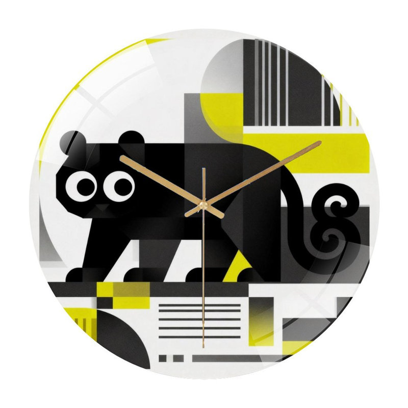 Horloge murale 12 po ronde en verre trempé avec mouvement à quartz silencieux, Petit (12 po), Jaune citron