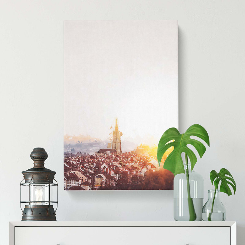 Sunset In Bern Switzerland In Abstract - Wrapped Canvas Print, 50cm H x 35cm W x 3cm D