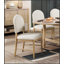 Ensemble de 2 chaises d'appoint à finition naturelle, dossier rembourré en tissu beige, luxe classique et confort moderne