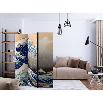 Glendi 135cm W x 172cm H 3 - Panel Solid Wood Folding Room Divider