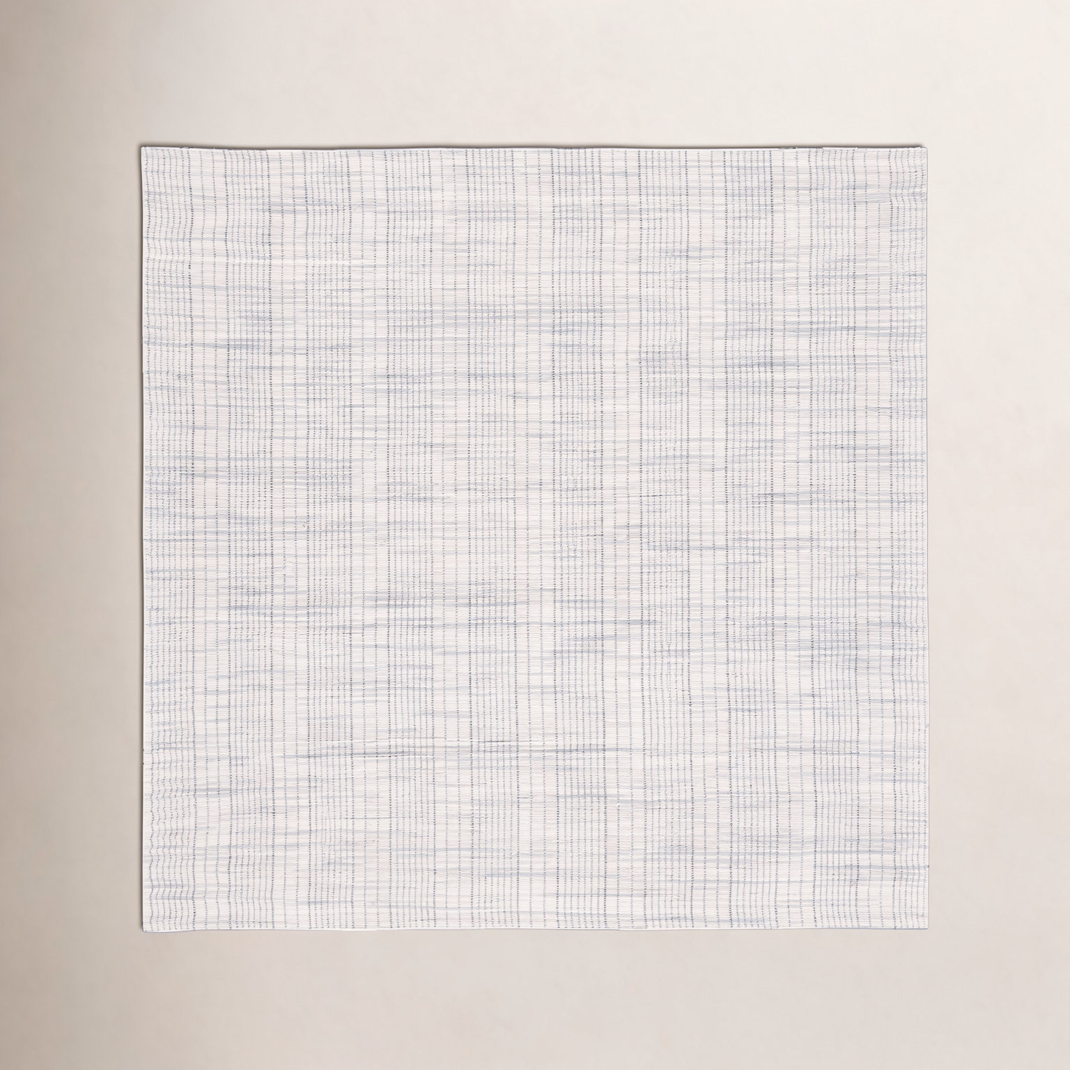 Hoxton Gray Beige Hand-Woven Striped Wool Rug, Square 6'