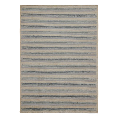 Scandinavian Hand Knotted Wool Geometric Area Rug