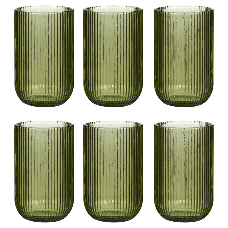 Chanyia Drinking Glass Set, Green, 13" H