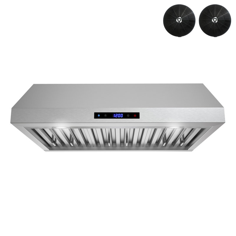 Streamline 30 In. T-1747-1-CL Lozza Convertible Undermount 406 CFM Range Hood In Brushed Stainless Steel With Baffle Filters, Touchpad Control, LED Lights