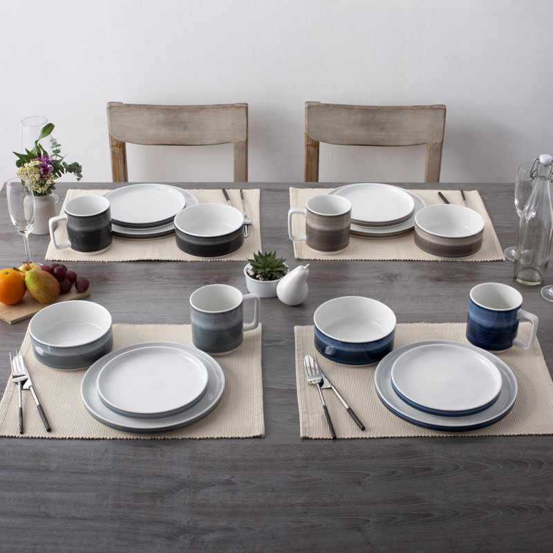 Noritake Colorstax Ombre Stax 4-Piece Place Setting, Service for 1, Jet