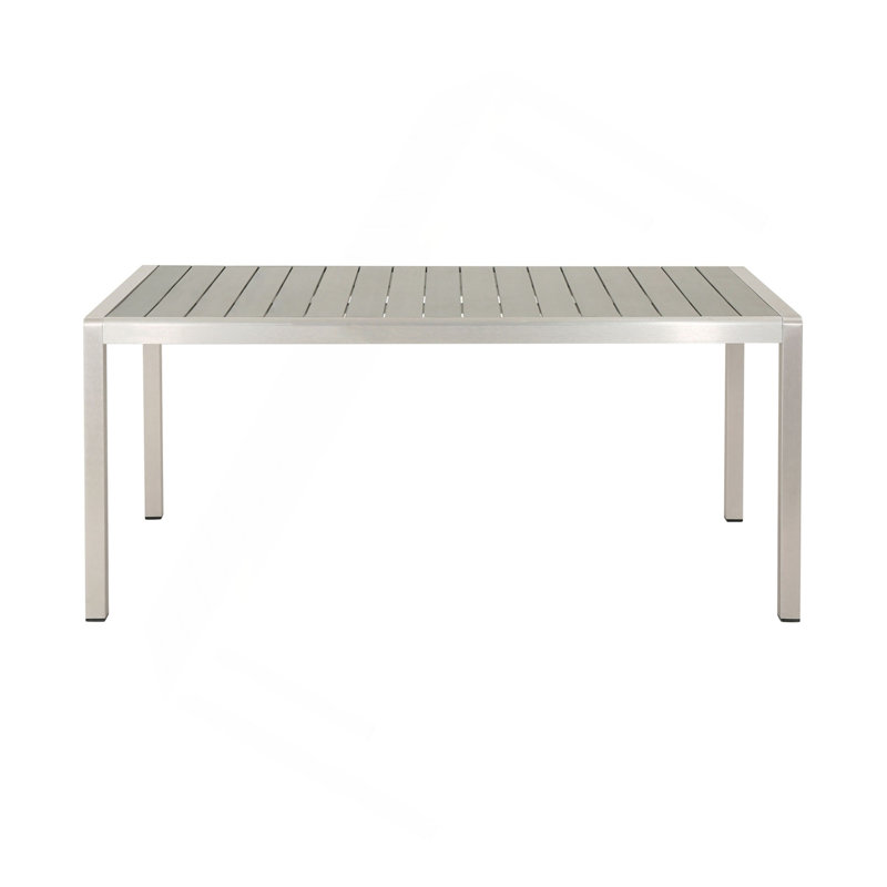 Table de salle à manger d'extérieur en aluminium avec plateau en faux bois