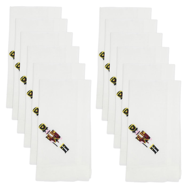 Ensemble de 12 serviettes de table brodées casse-noisette Whimsical