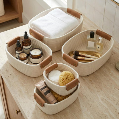 Magnifique panier de rangement comprenant 5 paniers robustes en corde de coton