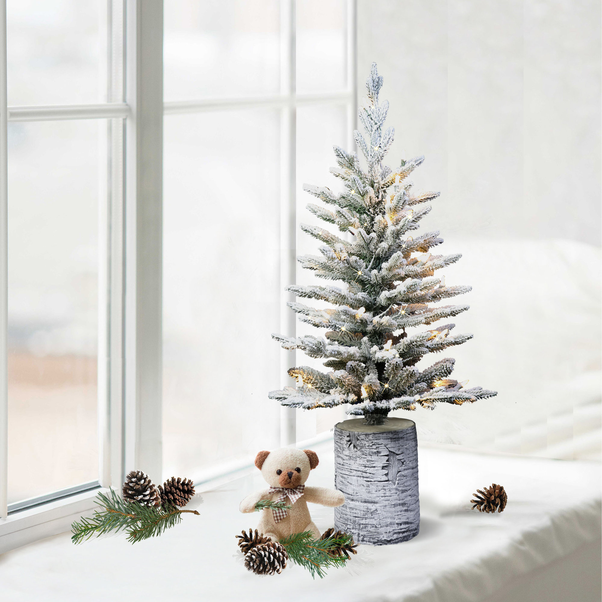 Lighted Artificial Fir Christmas Tree, 3' H