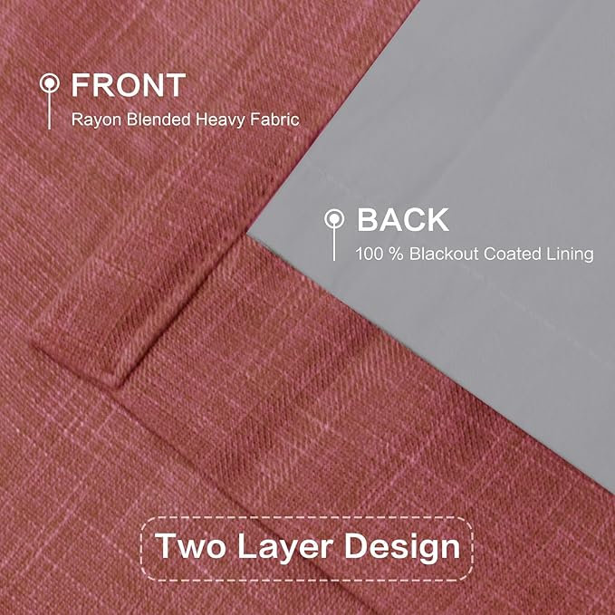 YZ Home Linen Pinch Pleated 100% Blackout Curtains for Bedroom and Living Room Darkening Thermal Window Curtain Drapes with 16pc Hooks(2 pages)