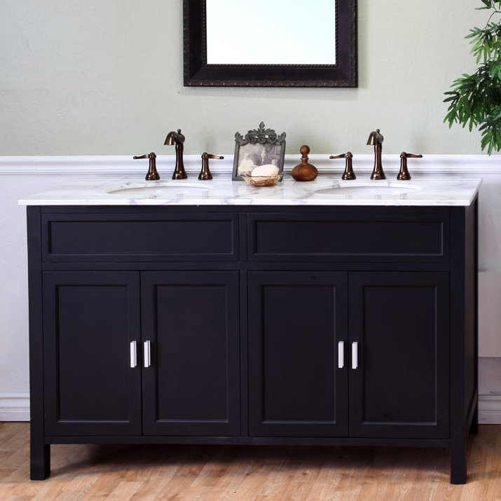 Ensemble de meuble-lavabo double 60 po Lovelady, Ébène