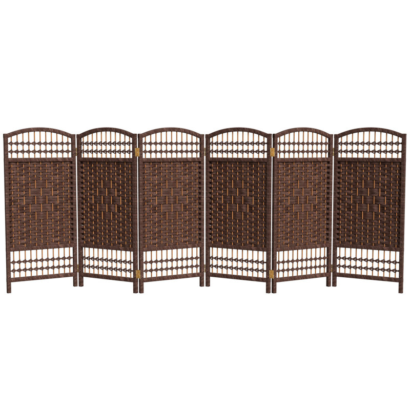 Paravent court en fibre tissée, 6, Moka foncé, H 23,5 po