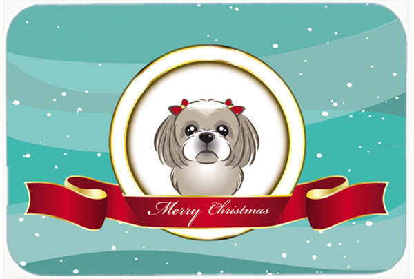Planche à découper en verre Shih Tzu Merry Christmas, Argent gris