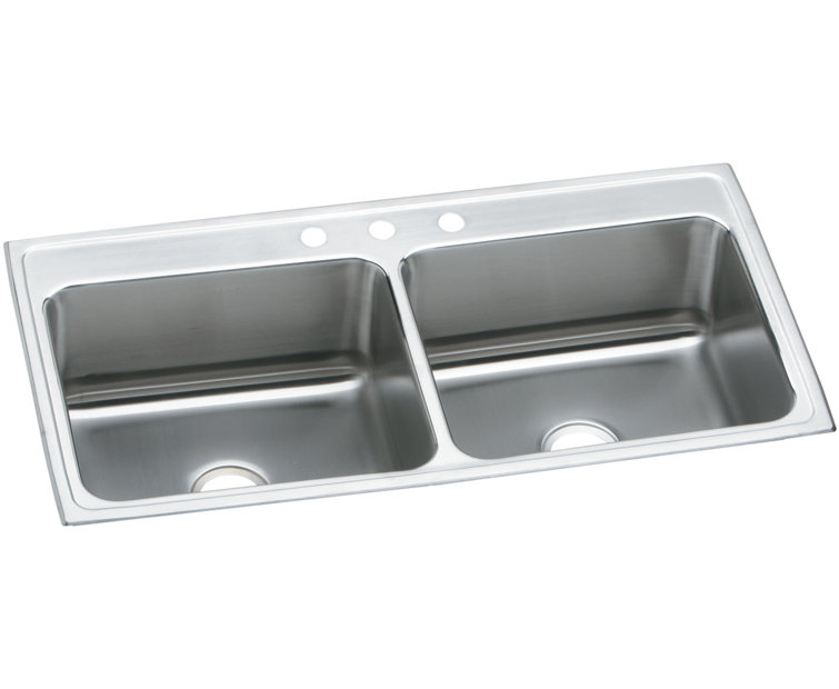 Lustertone 43" L x 22" W Double Basin Drop-In Kitchen Sink