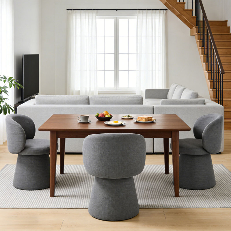 Chaise de salle à manger pivotante rembourrée avec dossier (ensemble de 4), 4, Gris