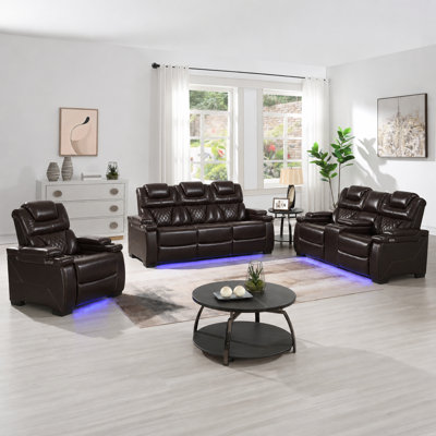Valmont Prestige 3-Piece LED Console Power Reclining Set