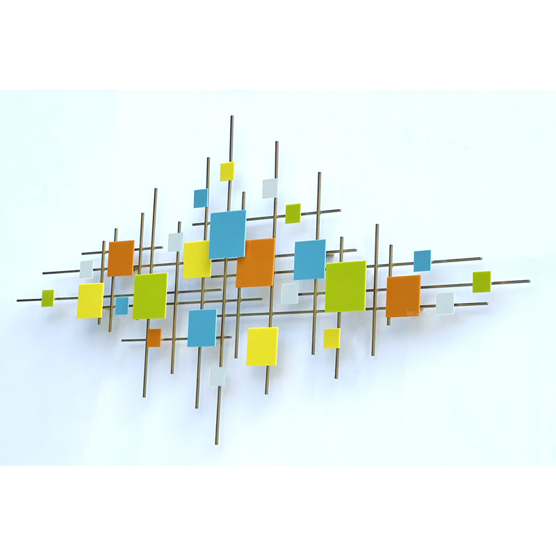 Linear MM Glass And Metal Wall Sculpture