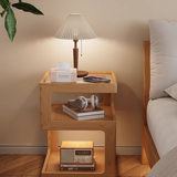 Table de bout mobile 17,72 po en bois massif jaune